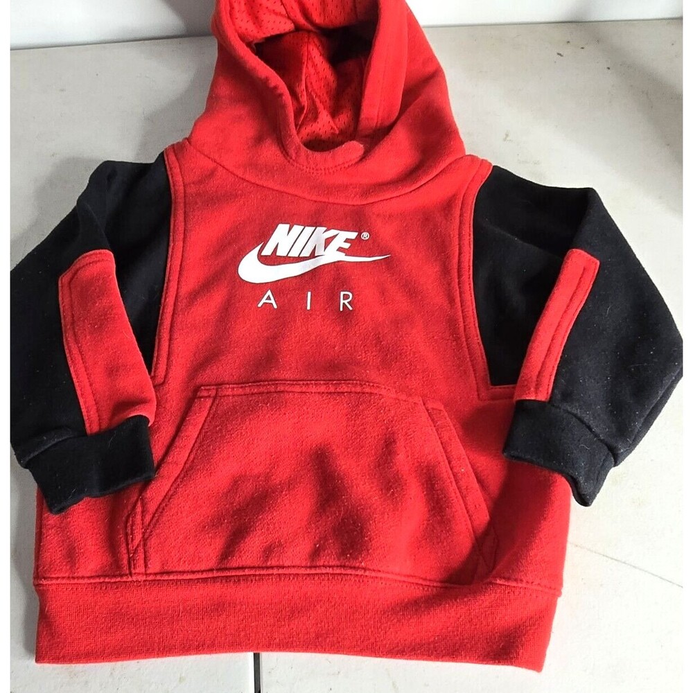 NIKE Hoodie, Size 24Months, Black/Red Spellout, Cotton Blend